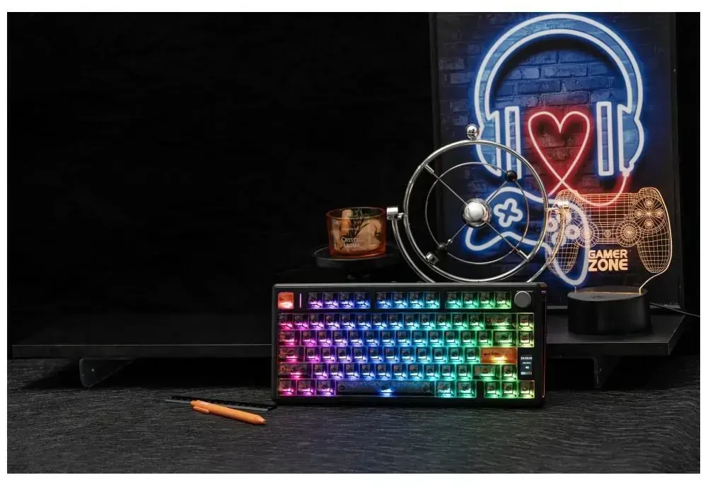 Klaviatūra mechaninė Epomaker TH80 V2 Jade Switch juoda-pilka-kreminė/juodas-pilkas-creamy