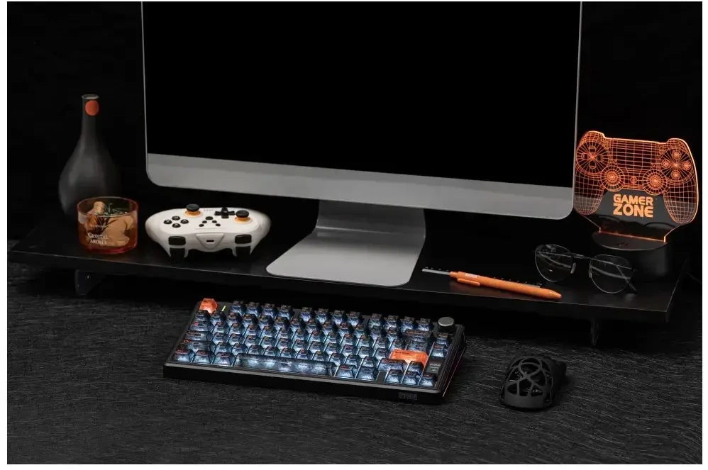 Klaviatūra mechaninė Epomaker TH80 V2 Jade Switch juoda-pilka-kreminė/juodas-pilkas-creamy