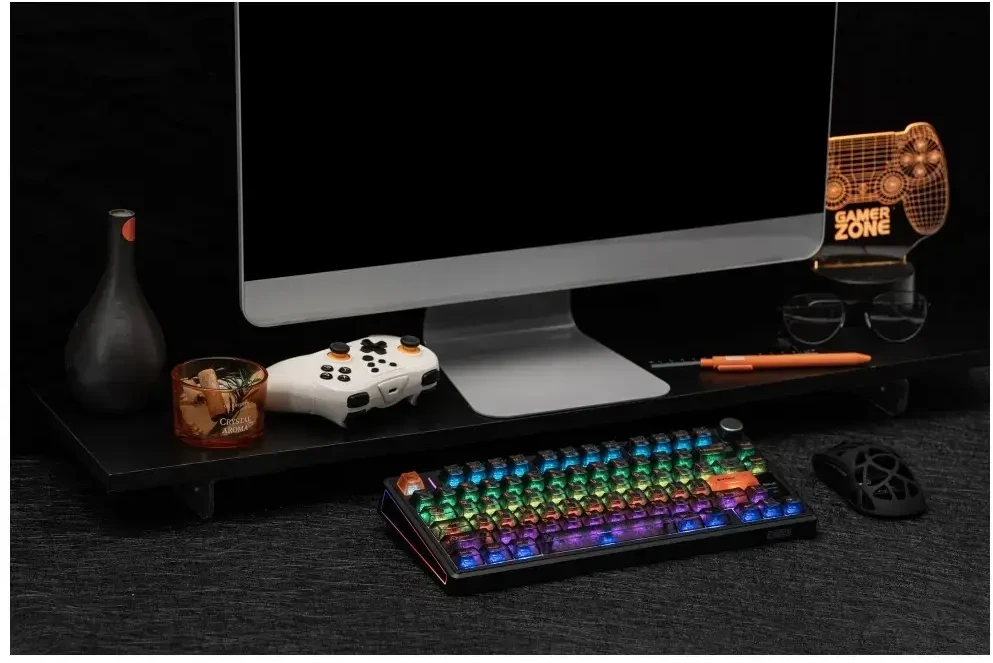 Klaviatūra mechaninė Epomaker TH80 V2 Jade Switch juoda-pilka-kreminė/juodas-pilkas-creamy