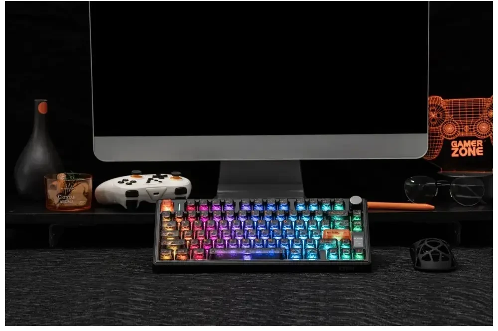 Klaviatūra mechaninė Epomaker TH80 V2 Jade Switch juoda-pilka-kreminė/juodas-pilkas-creamy