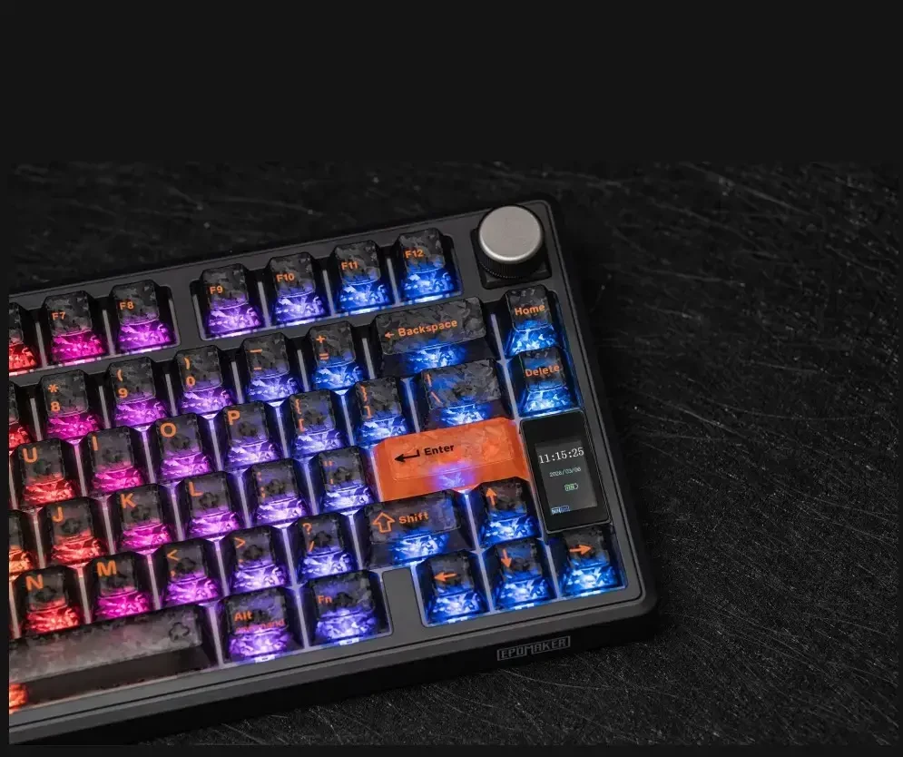 Klaviatūra mechaninė Epomaker TH80 V2 Jade Switch juoda-pilka-kreminė/juodas-pilkas-creamy