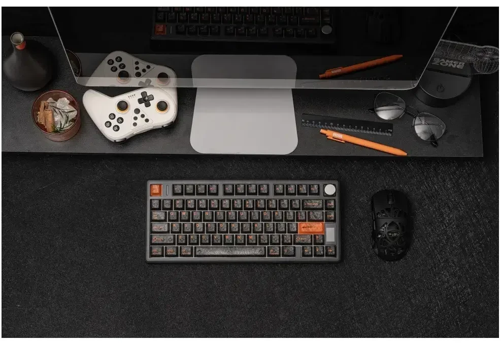 Klaviatūra mechaninė Epomaker TH80 V2 Jade Switch juoda-pilka-kreminė/juodas-pilkas-creamy