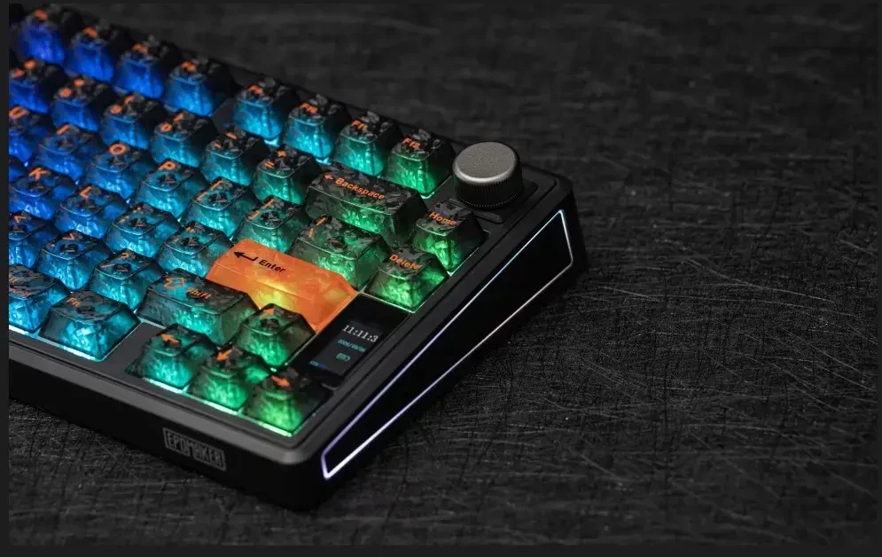 Klaviatūra mechaninė Epomaker TH80 V2 Jade Switch juoda-pilka-kreminė/juodas-pilkas-creamy