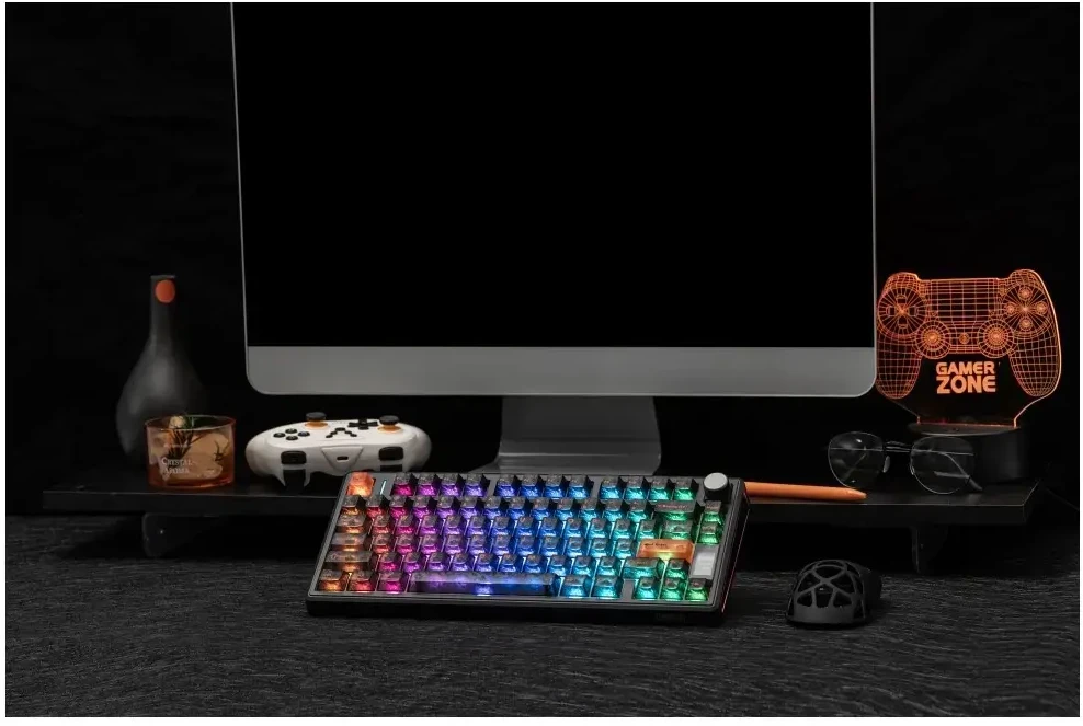 Klaviatūra mechaninė Epomaker TH80 V2 Jade Switch juoda-pilka-kreminė/juodas-pilkas-creamy
