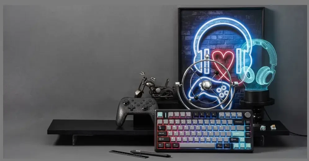 Klaviatūra mechaninė Epomaker TH80 V2 Pro Silent V2 Switch juoda-sea salt/juodas-sea salt