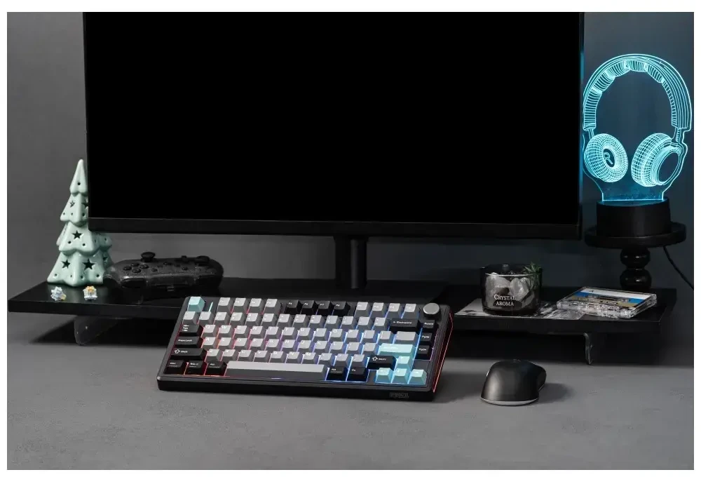 Klaviatūra mechaninė Epomaker TH80 V2 Pro Silent V2 Switch juoda-sea salt/juodas-sea salt