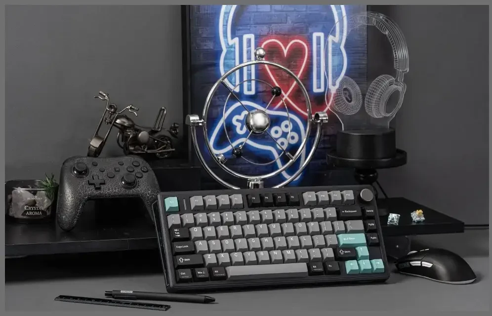 Klaviatūra mechaninė Epomaker TH80 V2 Pro Silent V2 Switch juoda-sea salt/juodas-sea salt
