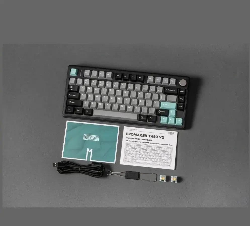 Klaviatūra mechaninė Epomaker TH80 V2 Pro Silent V2 Switch juoda-sea salt/juodas-sea salt