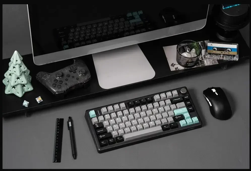 Klaviatūra mechaninė Epomaker TH80 V2 Pro Silent V2 Switch juoda-sea salt/juodas-sea salt