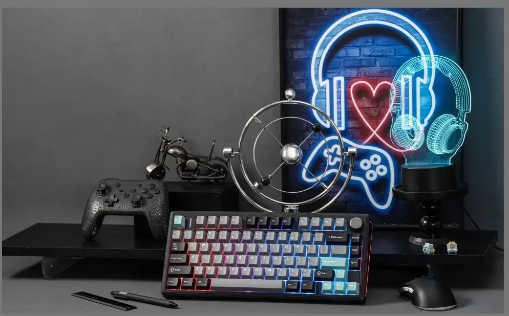 Klaviatūra mechaninė Epomaker TH80 V2 Pro Silent V2 Switch juoda-sea salt/juodas-sea salt