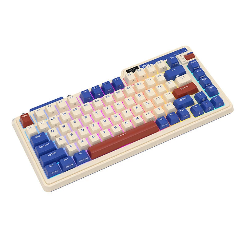 Mechaninė klaviatūra Royal Kludge KZZI K75 pro RGB, momentinis jungiklis (retro mėlynas)