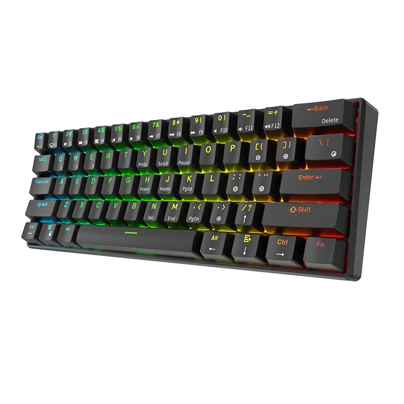 Royal Kludge RK61 klaviatūra | 60%, Hot-swap, Raudona Switches, US, juoda