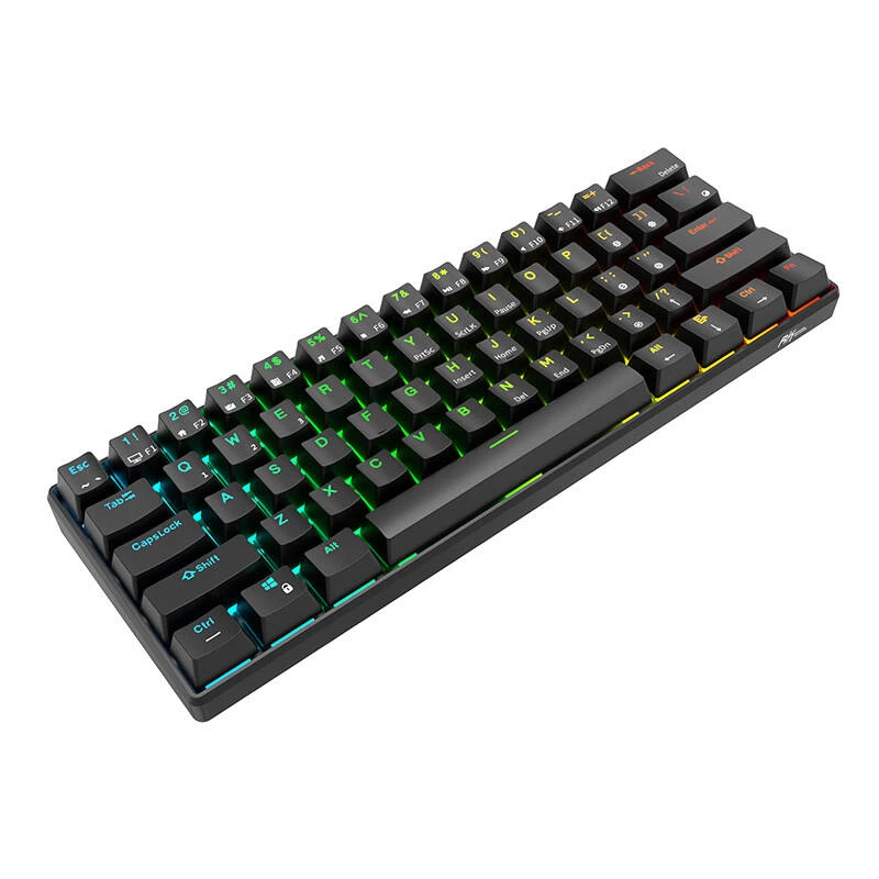 Royal Kludge RK61 klaviatūra | 60%, Hot-swap, Raudona Switches, US, juoda