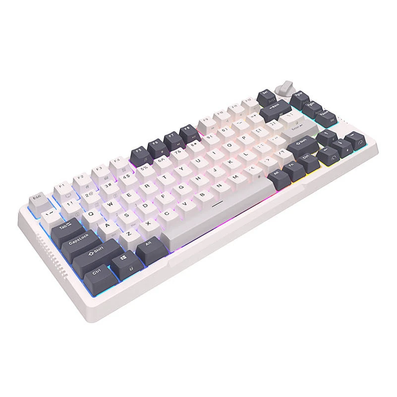 Royal Kludge RH81 balta belaidė mechaninė klaviatūra | 75%, Hot-swap, RGB, Sky Cyan Switches, US