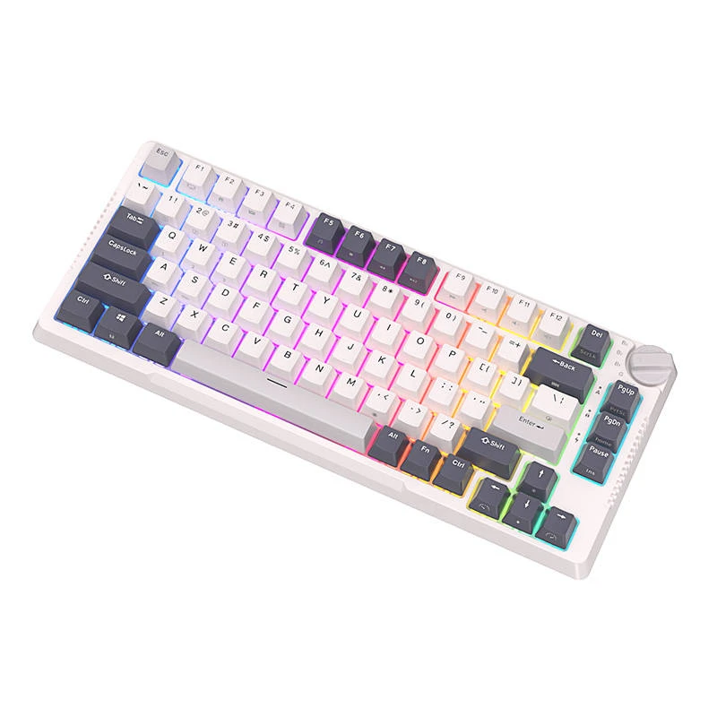 Royal Kludge RH81 balta belaidė mechaninė klaviatūra | 75%, Hot-swap, RGB, Sky Cyan Switches, US