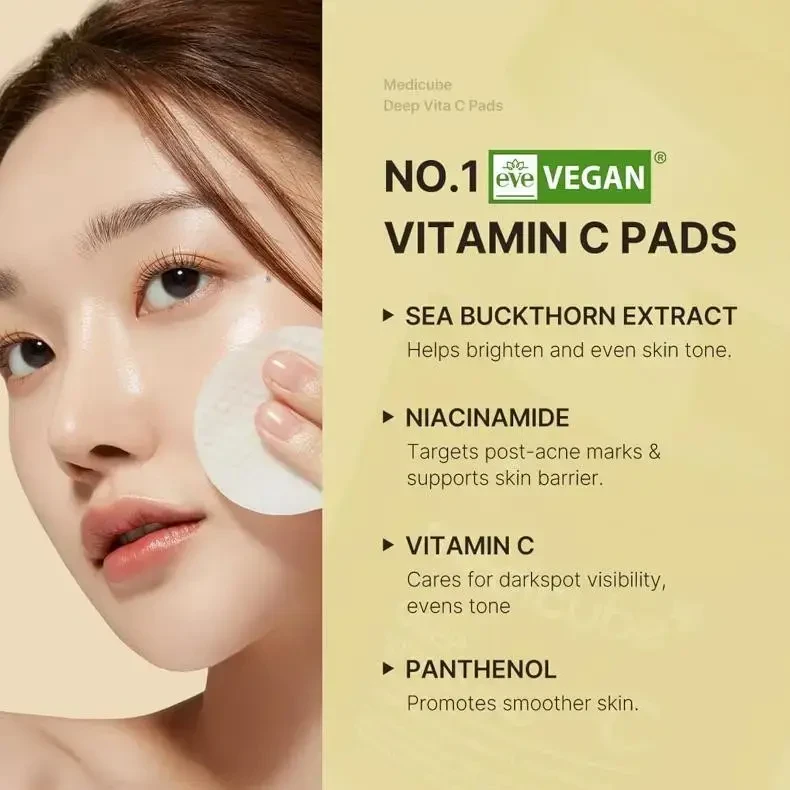 Medicube Deep Vita C Pads skaistinantys valomieji padeliai veidui su vitaminu C, 150 g / 70 vnt.
