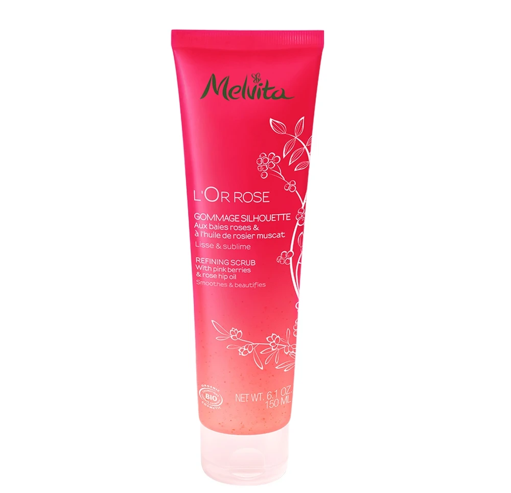 Melvita, L'or Rose, ekologiškas, glotninamasis kūno šveitiklis, 150 ml *Testuojamasis rinkinys