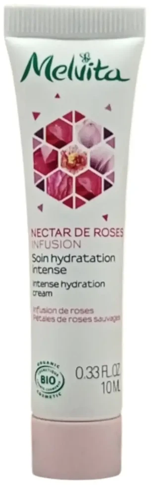 Melvita, „Nectar de Roses“, ekologiškas, drėkinamasis, dieninis, kreminis, veidui, 10 ml *Testuojamasis rinkinys