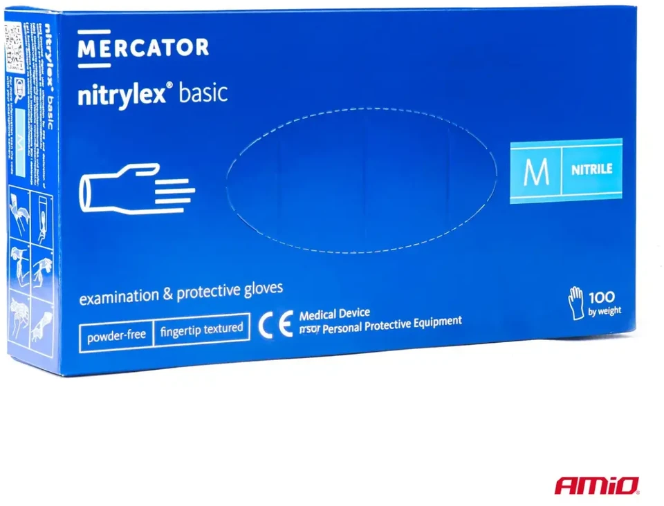 Mercator Medical Apsauginės nitrilo pirštinės Nitrylex Basic, dydis M, 100 vnt.