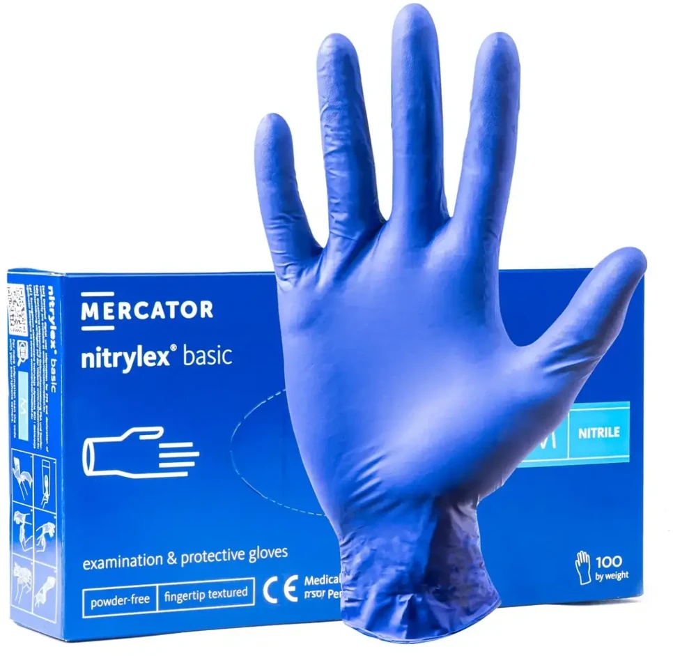 Mercator Medical Apsauginės nitrilo pirštinės Nitrylex Basic, dydis M, 100 vnt.