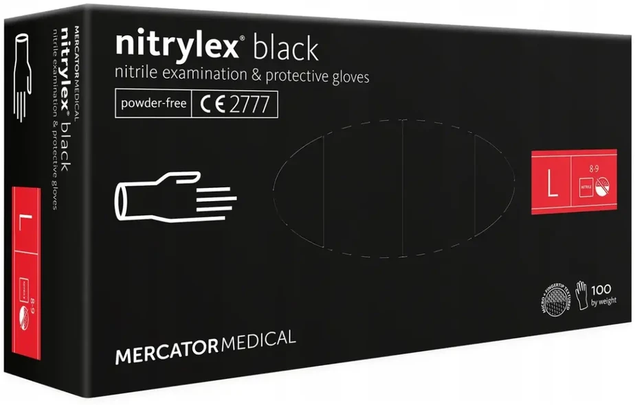 Mercator Oem Juodos nitrilo pirštinės L - 100vnt