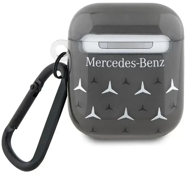 Mercedes MEA28DPMGS AirPods 1/2 dėklas, juodos spalvos, Large Star Pattern
