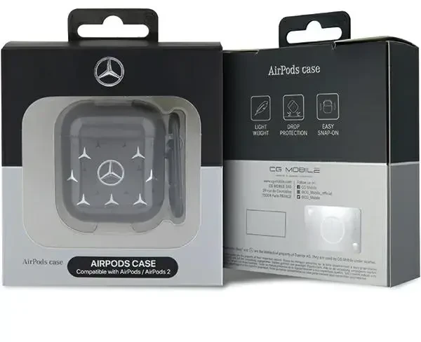 Mercedes MEA28DPMGS AirPods 1/2 dėklas, juodos spalvos, Large Star Pattern