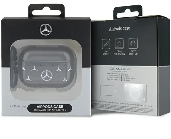 Mercedes MEAP28DPMGS AirPods Pro 2 (2022/2023) dėklas, juodos spalvos, su dideliu žvaigždės raštu