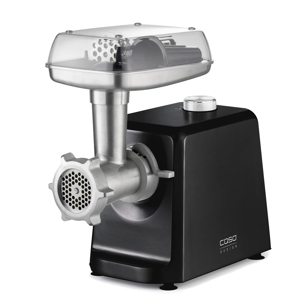 Caso | Mėsmalė | FW 2500 | Juodas | 2500 W | Greičių skaičius 2 | Našumas (kg/min) 2,5 | 3 nerūdijančio plieno pjovimo plokštelės (3 mm, 5 mm ir 8 mm), Dešrų kimštuvas, Sausainių antgalis su 4 formelėmis, Kimštuvas