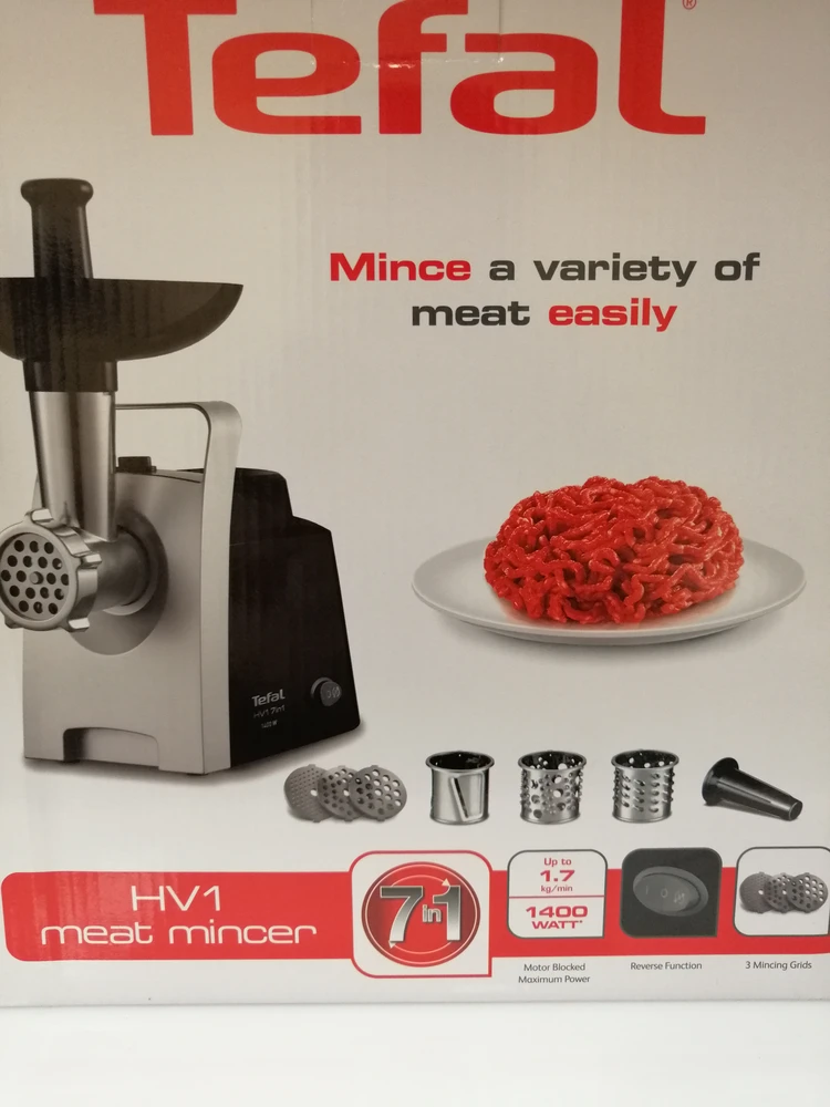 Mėsmalė Tefal HV1, NE108831, 1400W, juodos spalvos