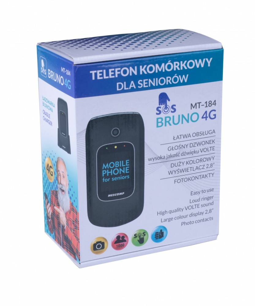 Mesmed Mobilusis telefonas su klapkš dla seniorów MT-184 BRUNO 4G