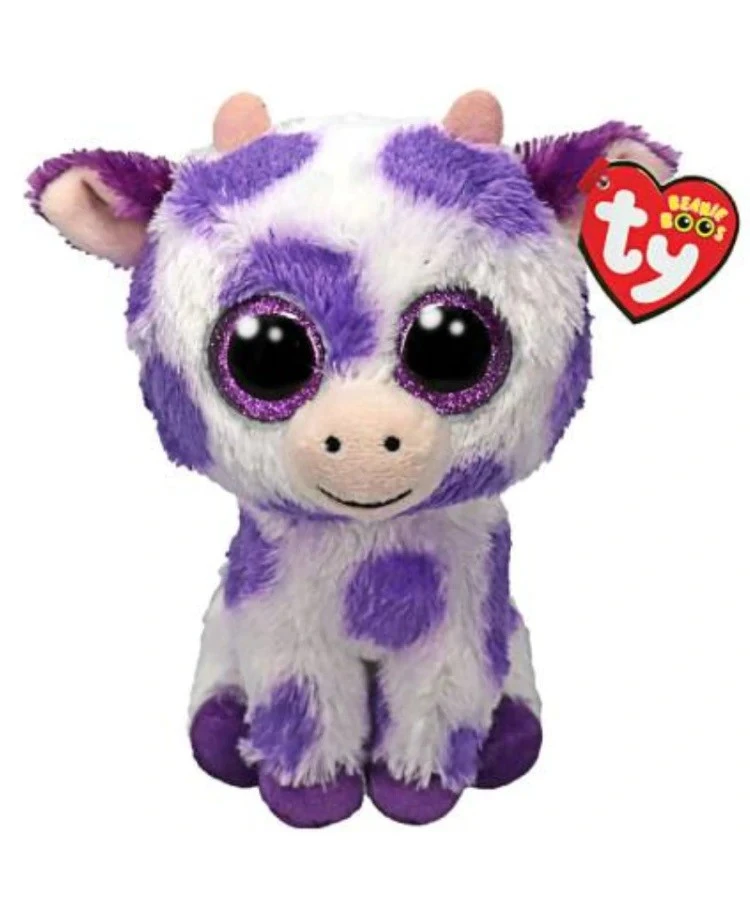 TY Pliušinis žaislas - violetinė karvė, 15 cm aprašymas - Prekės nuotrauka
