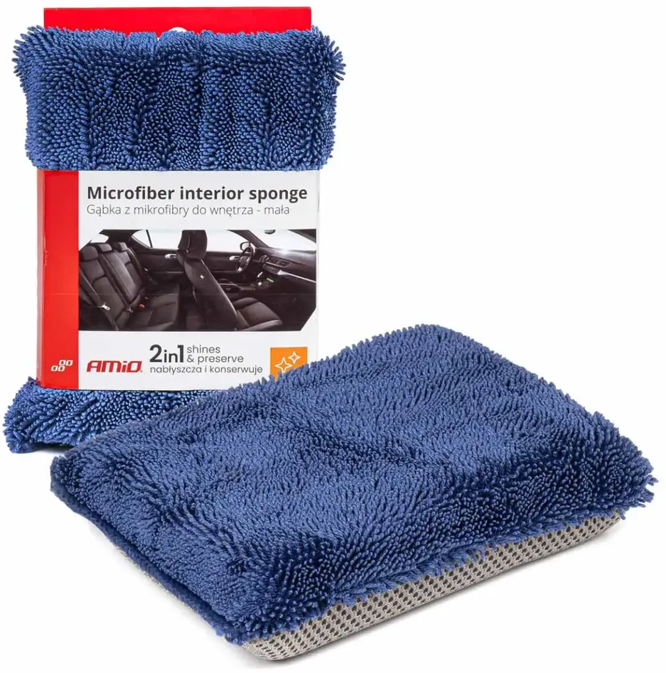 Mikropluošto kempinė automobilio salonui, 15x10x3 cm AMiO-03844