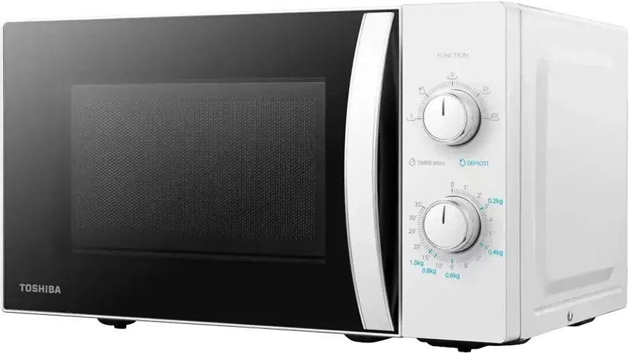 Toshiba Sda Mikrobangų krosnelė orkaitė, tūris 20L, mechaninis valdymas, 800W, 5 galios lygiai, LED apšvietimas, atitirpinimas, virimo pabaigos signalas, spalva: Baltas