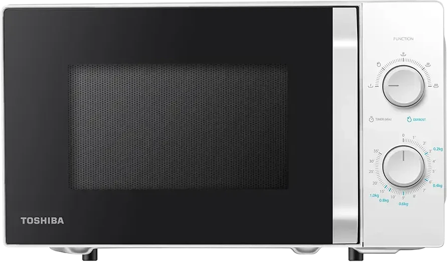 Toshiba Sda Mikrobangų krosnelė orkaitė, tūris 20L, mechaninis valdymas, 800W, 5 galios lygiai, LED apšvietimas, atitirpinimas, virimo pabaigos signalas, spalva: Baltas