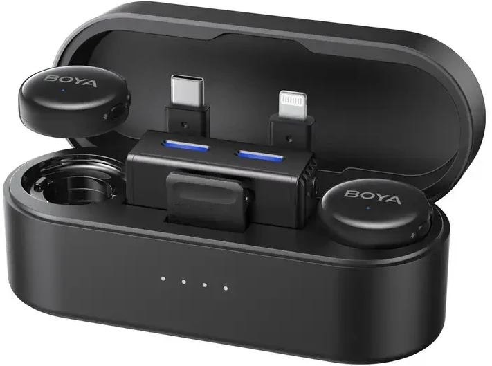 BOYA BOYALINK 3-02 belaidžiai mikrofonai 2.4GHz USB-C - Juodas