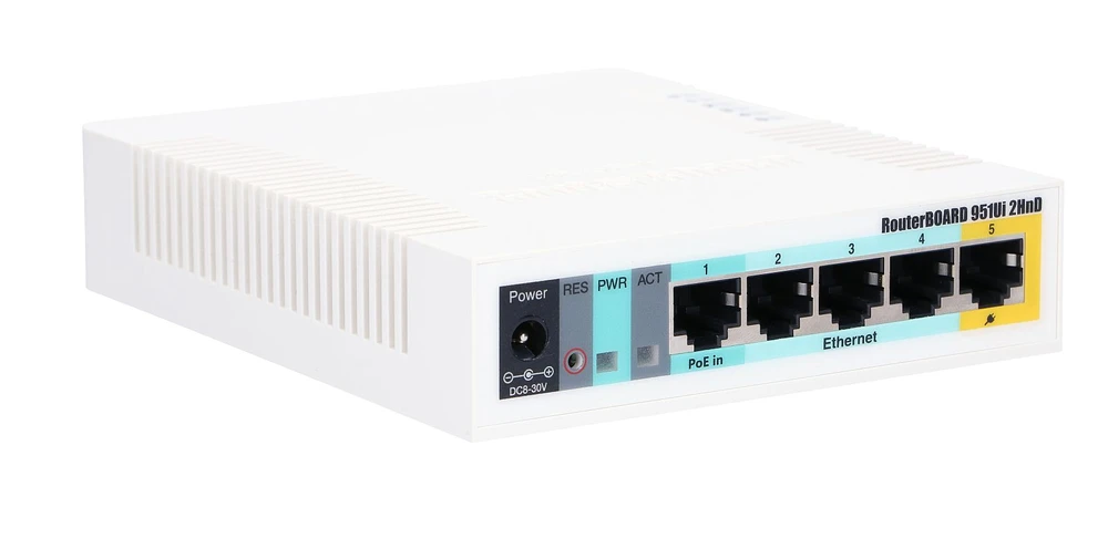 Šakotuvas Maršrutizatorius MikroTik RB951Ui-2HnD (xDSL (cable connector LAN), 2,4 GHz)