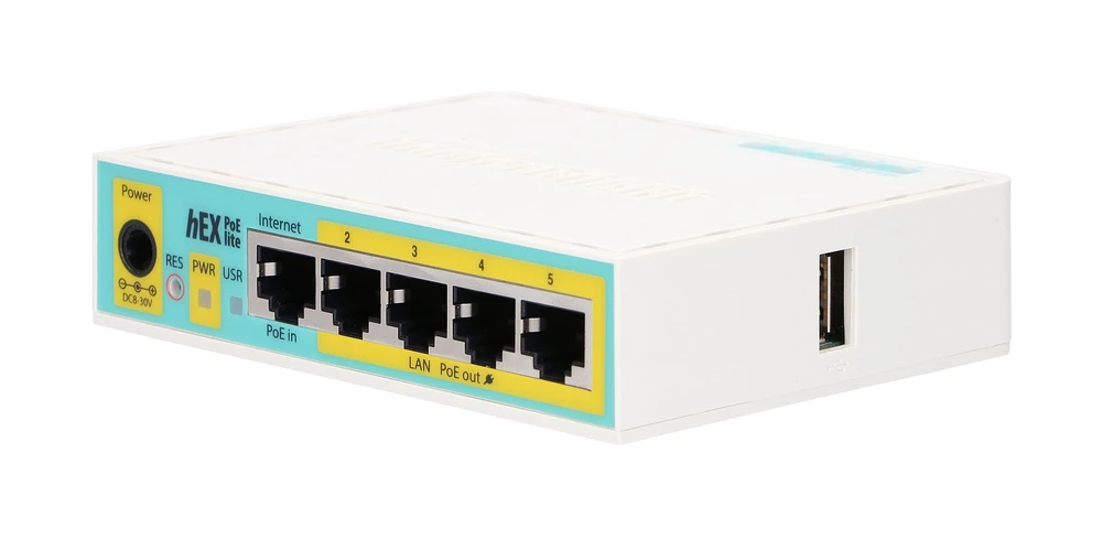 Šakotuvas MIKROTIK MT RB750UPr2 MikroTik RB750UPr2 hEX PoE lite L4 64MB RAM, 5xLAN, 1xUSB, 2-5 prievadai, PoE išvestis 1A