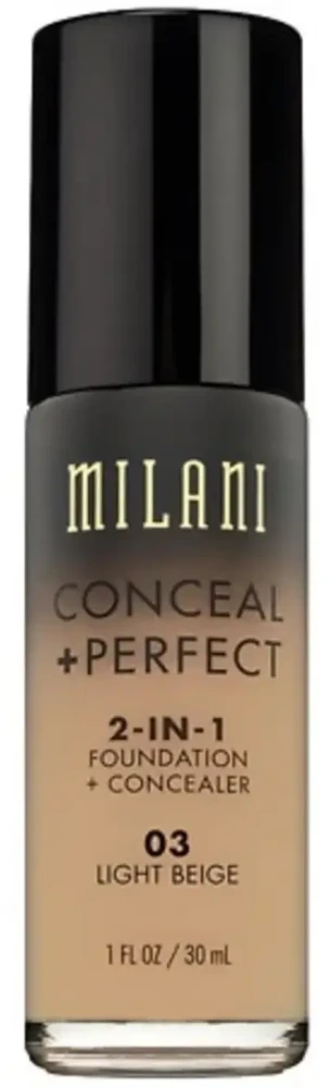 Milani Conceal + Perfect Liquid Foundation & Maskuoklis 2-In-1 03 Light rusvai gelsvas, 30 ml