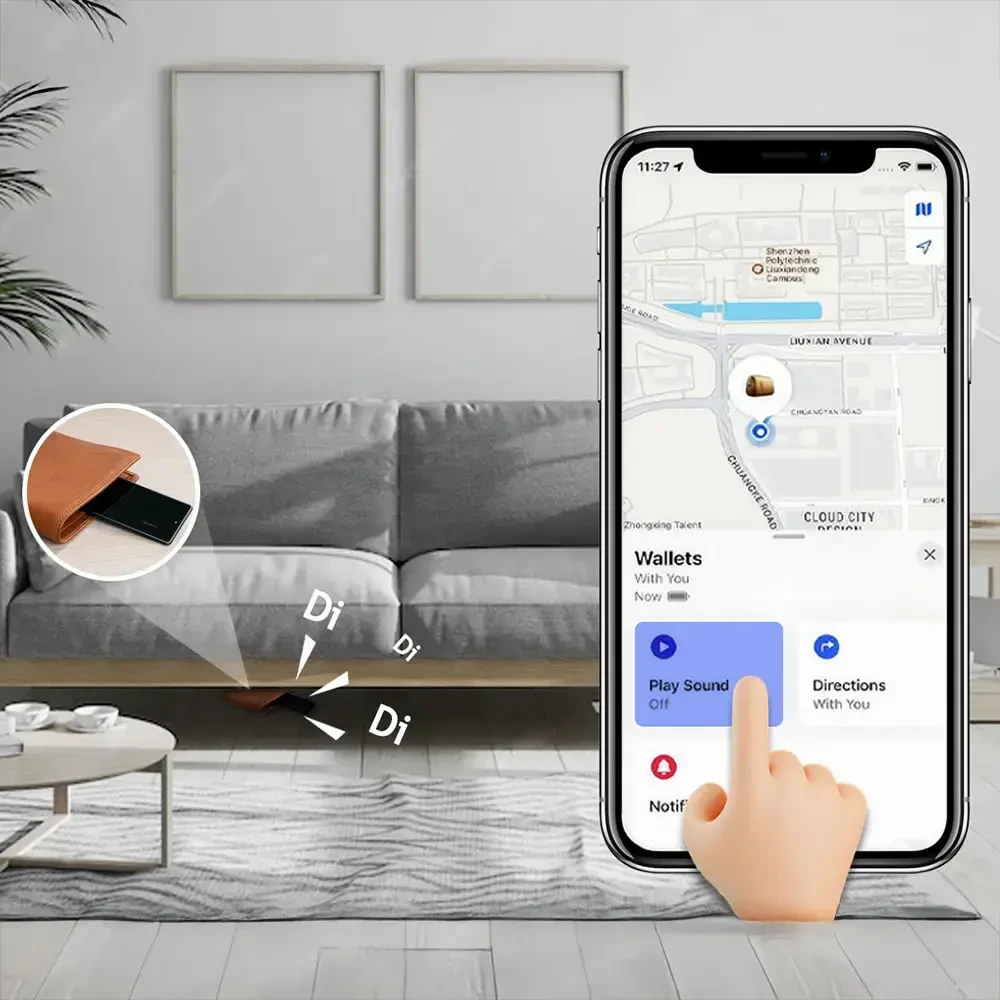„MiLi GPS Bluetooth MiCard Tracker HD-P16-C“ (tik „Apple“) juodos spalvos
