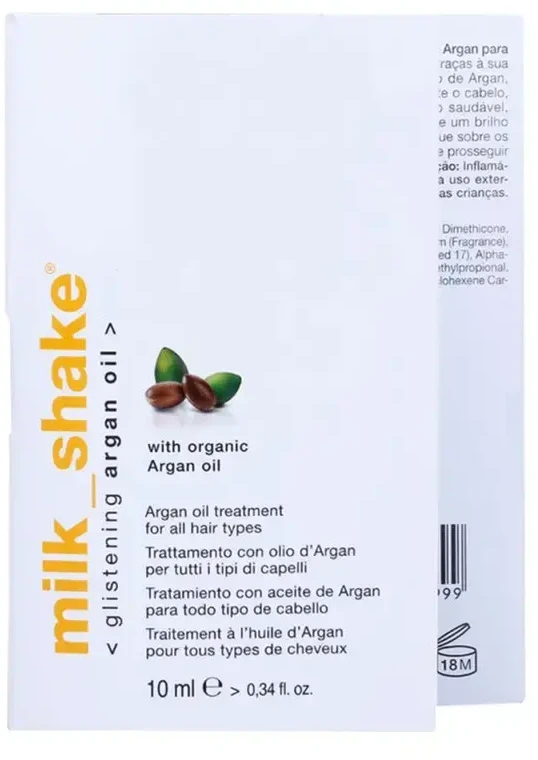 Aliejus visų tipų plaukams Milk Shake Argan Glistening Argan Oil 10ml