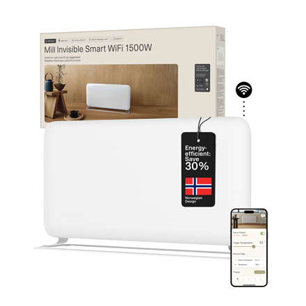 Šildytuvas Mill PA1500WIFI4 | 1500 W | iki 18-22 m² | Baltas | IPX4 | Pažeista pakuotė