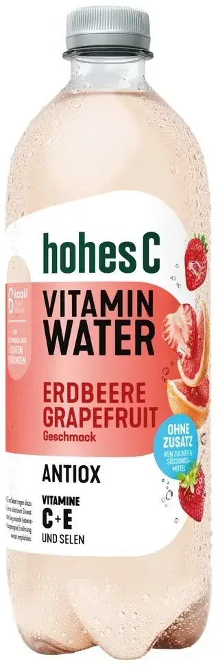 Gazuotas vanduo HOHES C, braškių ir greipfrutų skonio, su C+E+Se 0,75 l