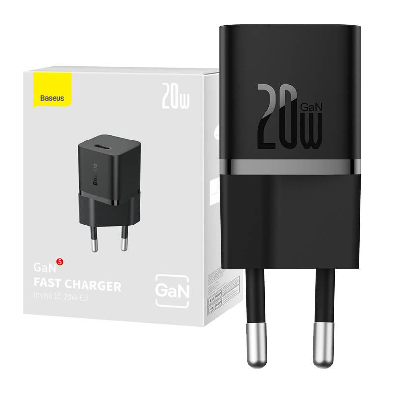 Mini sieninis įkroviklis Baseus GaN5 20W (juodas)