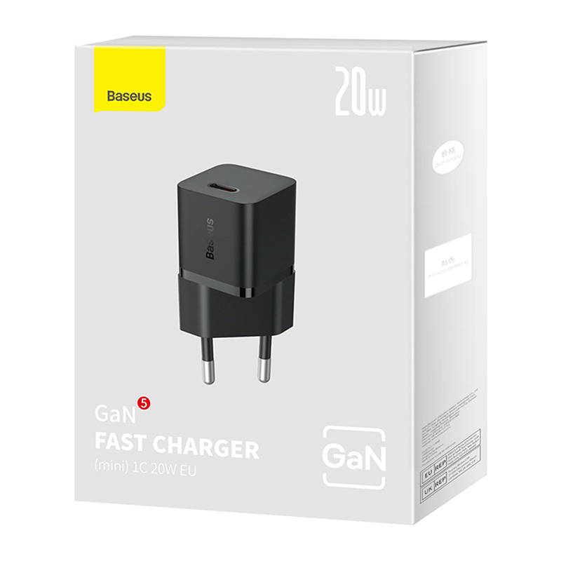 Mini sieninis įkroviklis Baseus GaN5 20W (juodas)