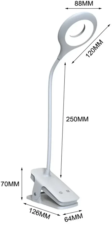„Mini Wozinsky“ belaidė LED skaitymo lempa su segtuku + USB-C laidu – „Baltas“
