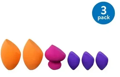 Real Techniques Sponges Set makiažo kempinėlių rinkinys (kempinėlė pagrindo tepimui x2 + mini kempinėlė x3 + kempinėlė kontūravimui)