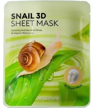 Missha Snail 3D Sheet Mask lakštinė veido kaukė su sraigių mucinu, 23 g