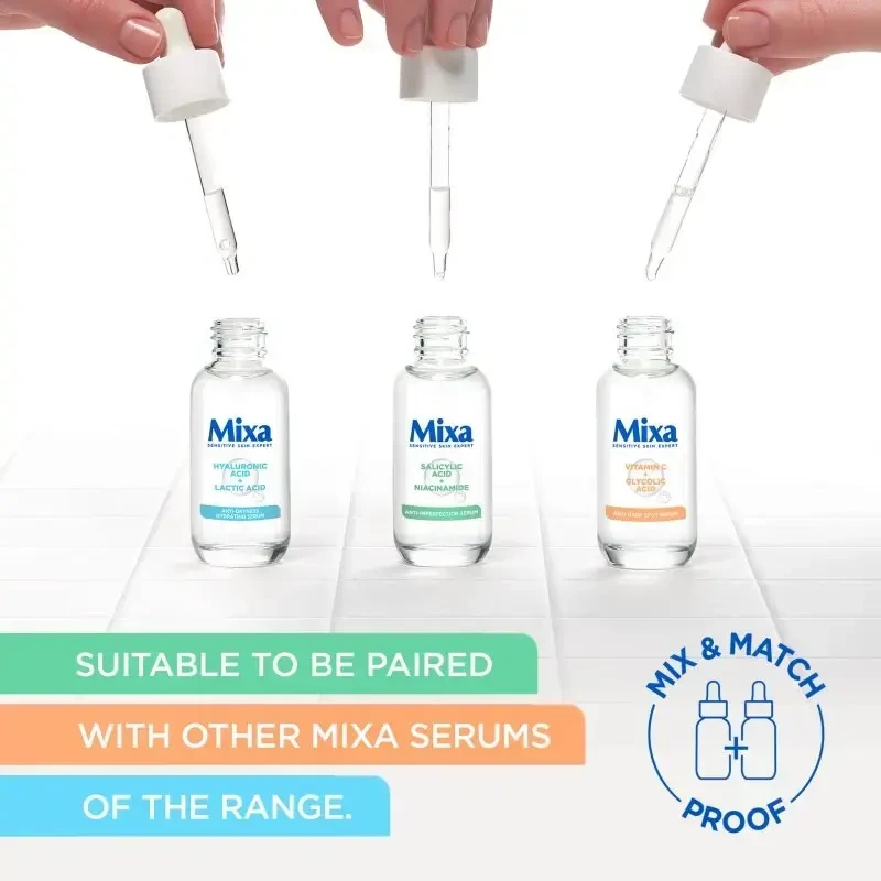 Mixa hialurono rūgšties + pieno rūgšties anti-dryness drėkinamasis serumas odos serumas