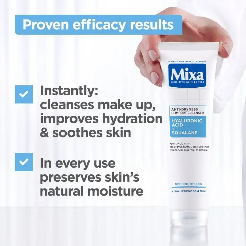 „Mixa“ hialurono rūgšties ir skvalano valomasis gelis nuo sausumo „Comfort Valiklis“